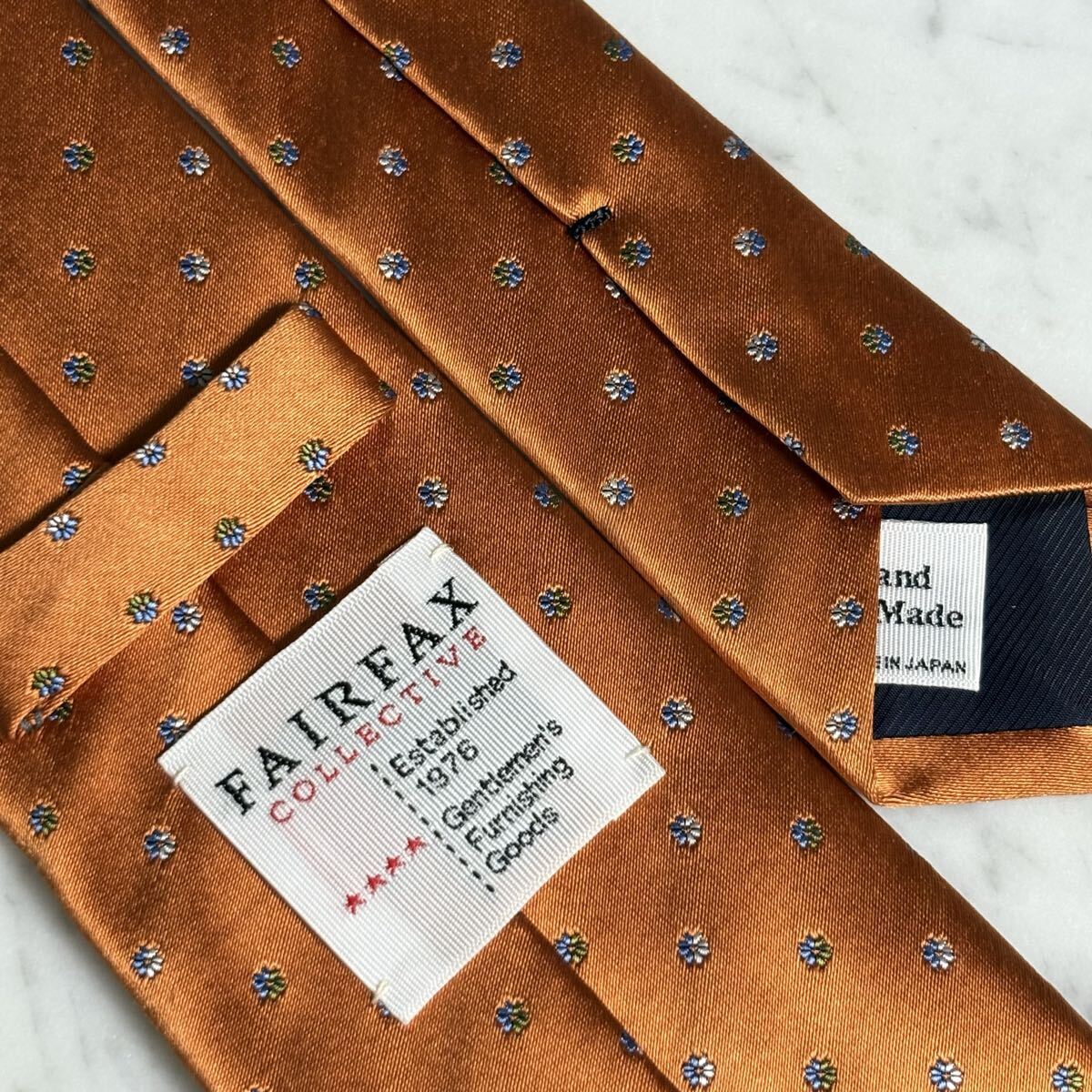 999円～ FAIRFAX ネクタイ オレンジ系 光沢 総柄 (R6)_画像6