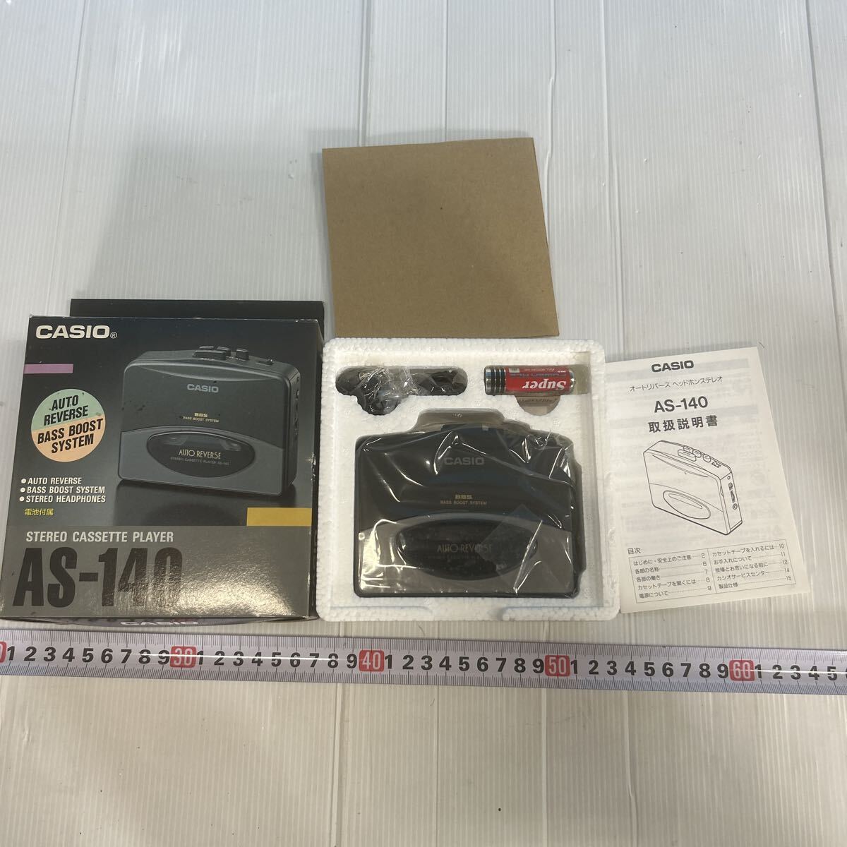 CASIO オートリバースヘッドホンステレオ　AS-140 BASS BOOST 未使用品　元箱入り　カセットプレーヤー　アンティーク　超希少　BBS