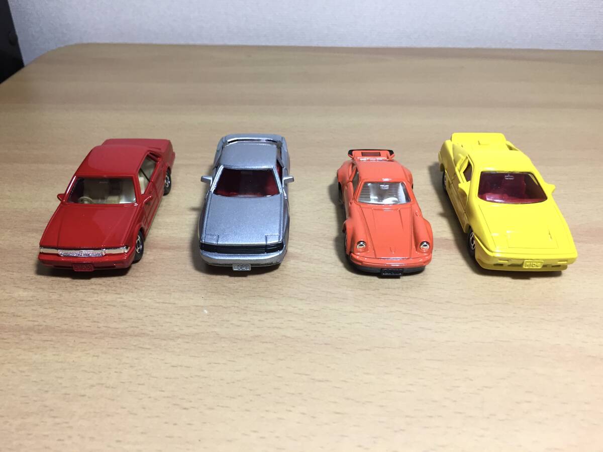 ○[絶版ギフト車体美品 ] トミカ 乗用車セット 完品 TOMICA 元箱付 ミニカー ニッサン セドリック MID-4 トヨタ セリカ ポルシェ 930ターボ_画像3