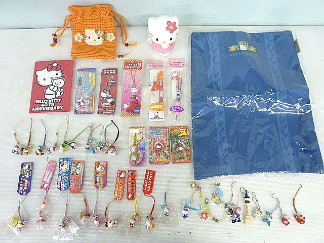 T496 未使用含む サンリオ Sanrio ハロー キティ グッズ まとめ ご當(dāng)?shù)?根付け ストラップ/ボールペン/トートバッグ/他 HELLO KITTY