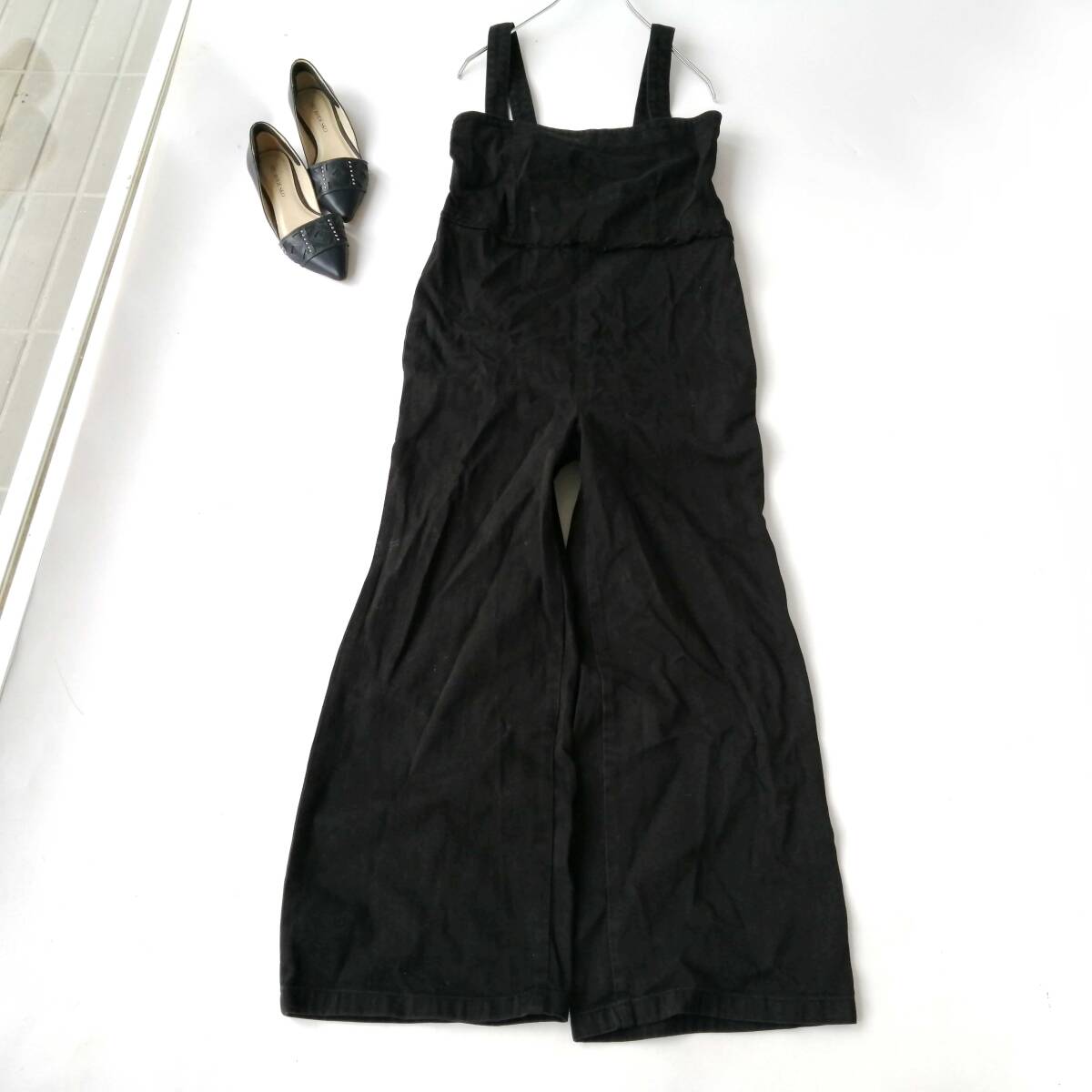 SOMETHING サムシング エドウィン レディース♪オーバーオール サロペット 黒デニム FREEサイズ 250901ng【4点同梱で送料無料】_画像2