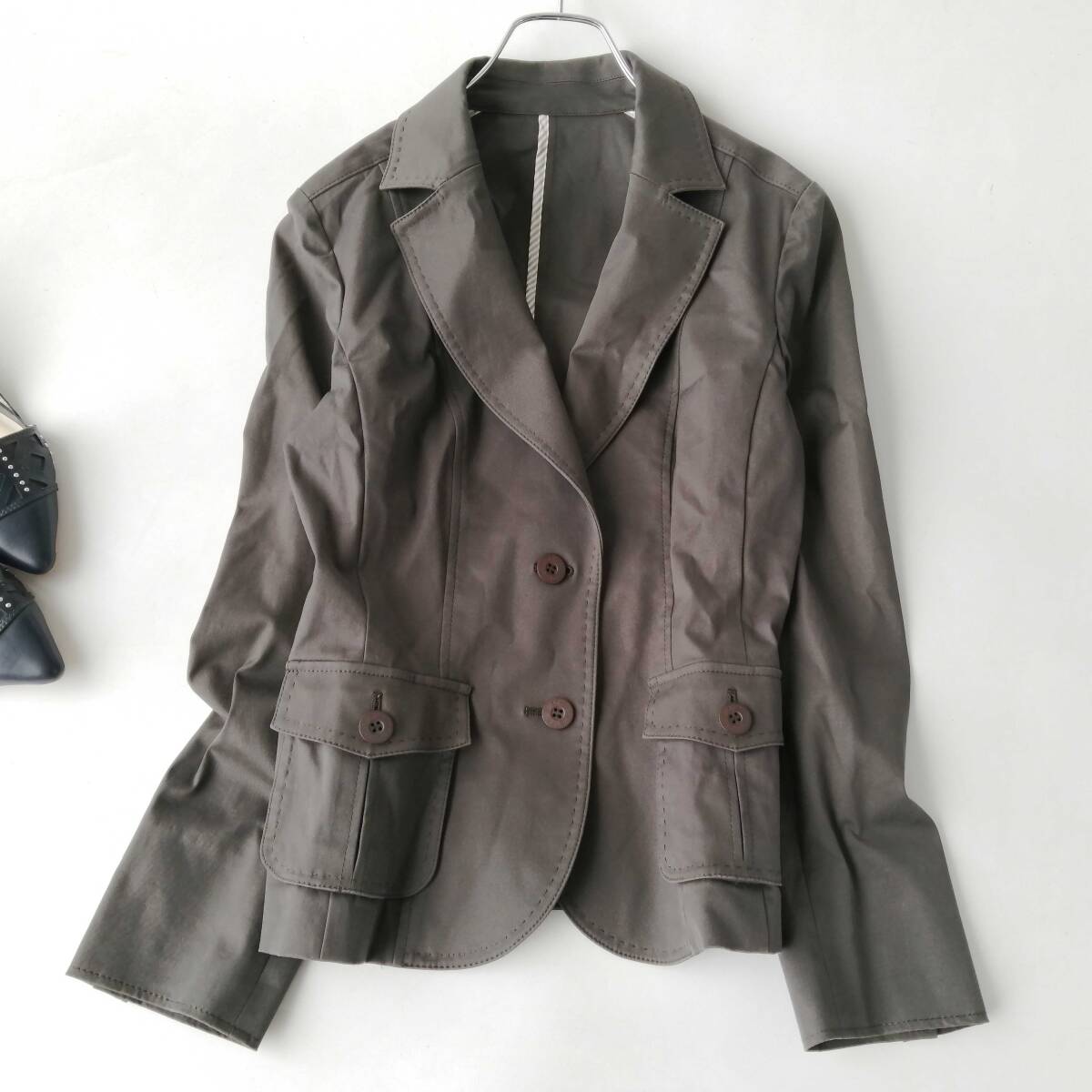 a'aire ㈱オンワード樫山 レディース♪コットンジャケット テーラードジャケット サイズ42 ダークグレー 250917np【4点同梱で送料無料】_画像2