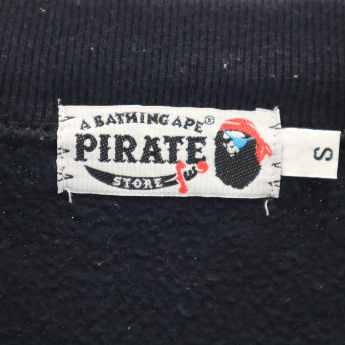 A BATHING APE アベイシングエイプ 長袖 Vネック スウェット カーディガン S ネイビー PIRATE STORE 裏起毛 メンズ_画像9
