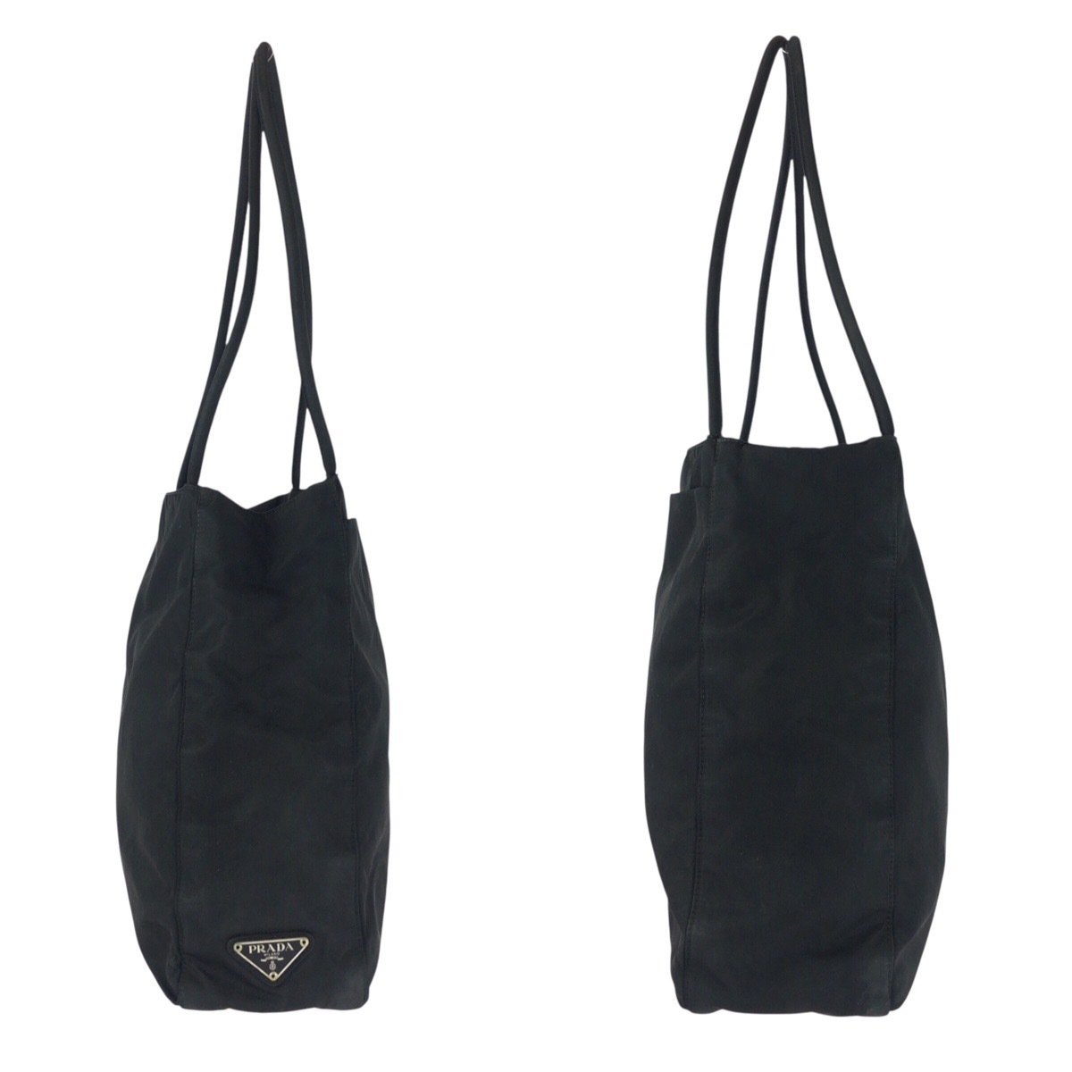 PRADA Prada te Hsu to треугольник Logo plate черный чёрный серебряный металлические принадлежности нейлон большая сумка сумка на плечо женский 504475