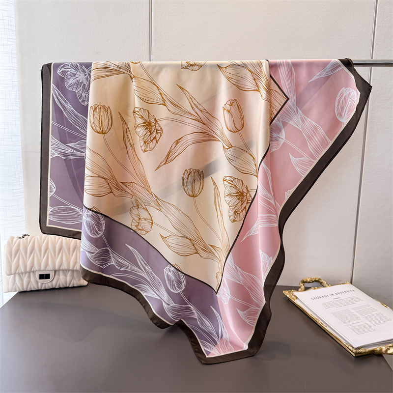 【RS-96】新品 レディース ストール正方形90cm マフラー　シルク調 ショール 日焼け 冷房対策スカーフ_画像7
