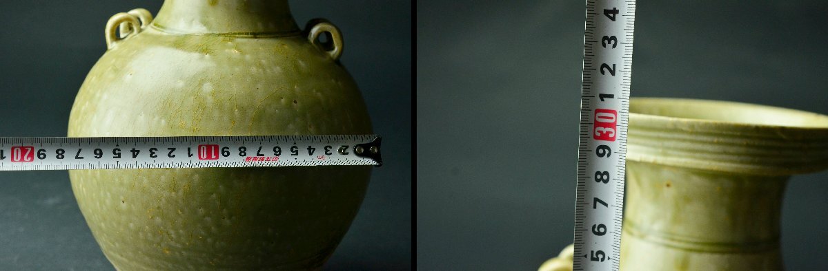 【YB】西晉青磁水盂(越州窯?古越磁)?西晉代青磁盤(pán)口瓶?桐箱付屬 上りの良い作品?！镏袊?guó)古玩骨董25Y918