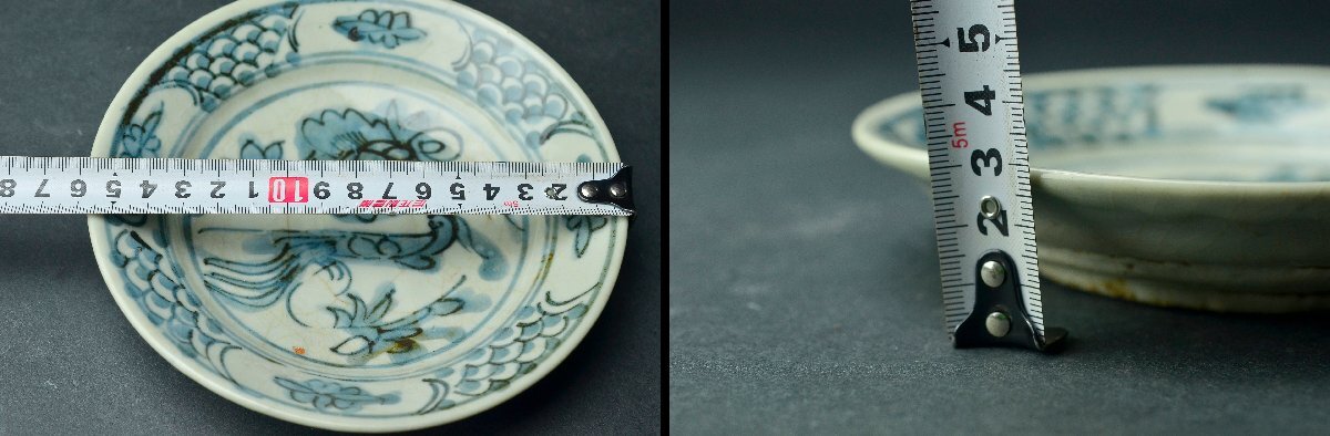 【YB】明代呉須青花花鳥紋盤四件組?南京染付 ★中國古玩骨董25Y895-2