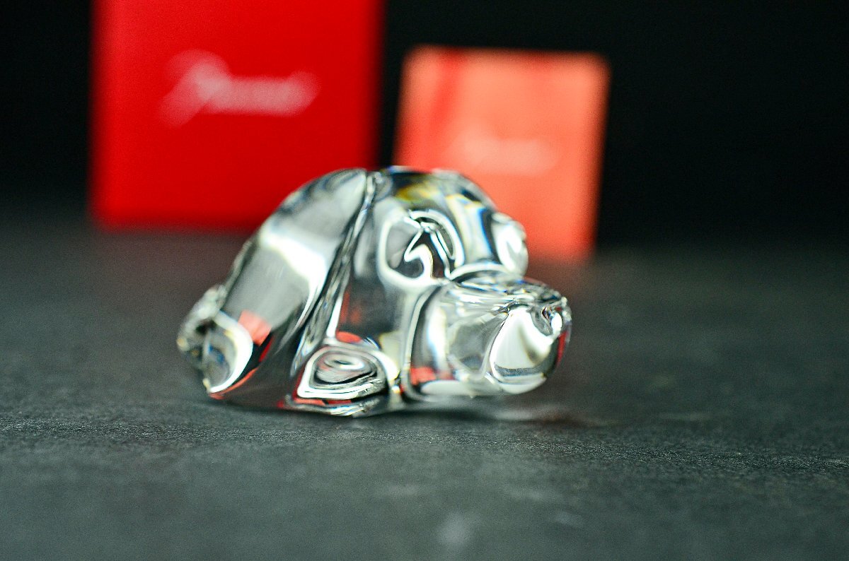 YB】BACCARAT バカラ お茶犬 クリスタルガラス置物・フィギュ