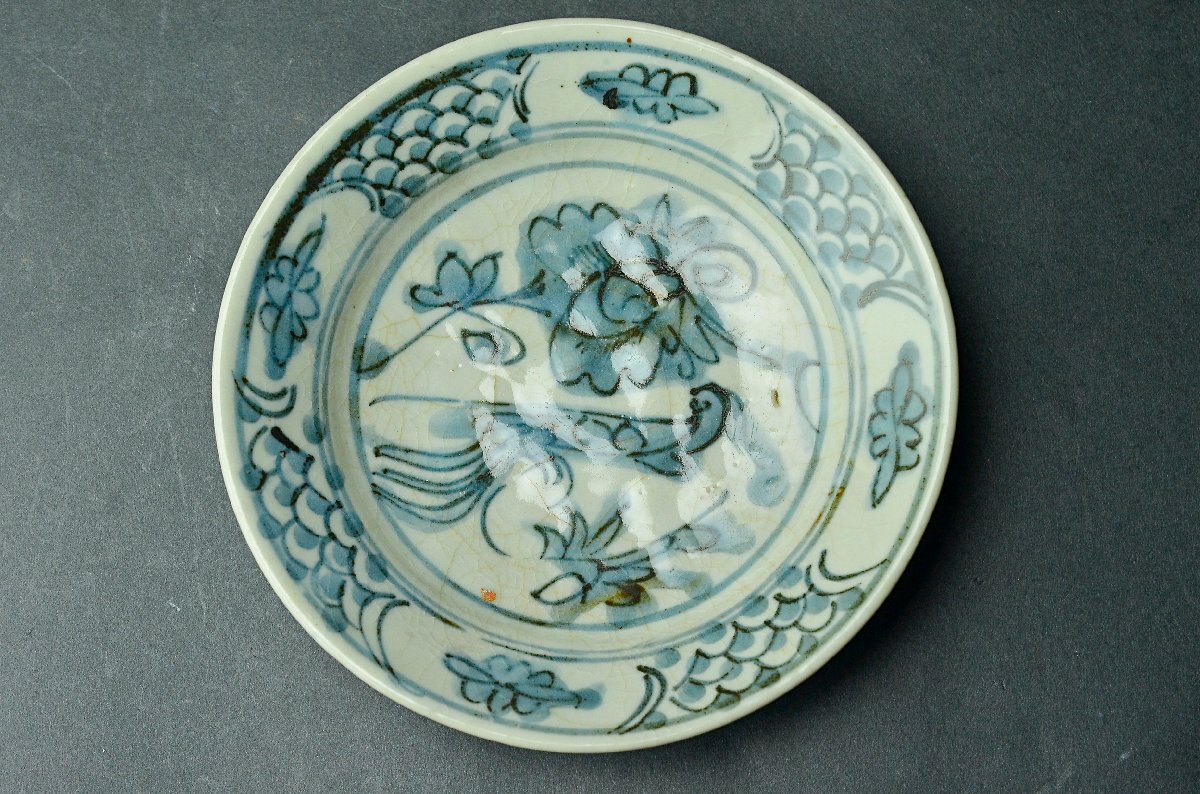 【YB】明代呉須青花花鳥紋盤四件組?南京染付 ★中國古玩骨董25Y895-2