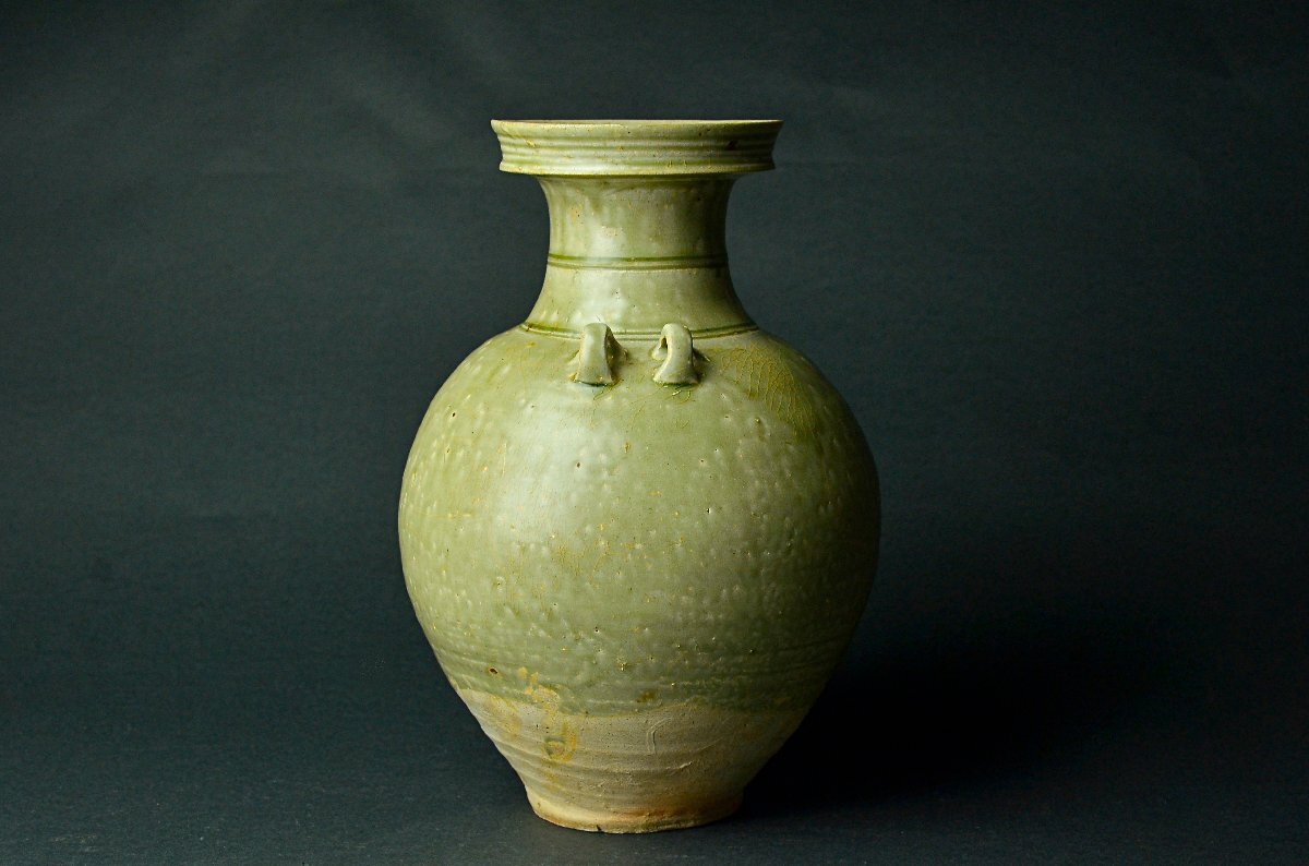 【YB】西晉青磁水盂(越州窯?古越磁)?西晉代青磁盤(pán)口瓶?桐箱付屬 上りの良い作品?！镏袊?guó)古玩骨董25Y918