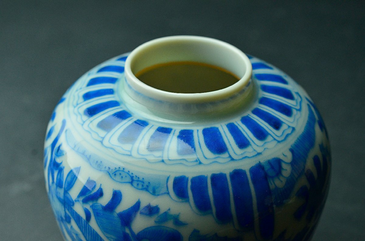 【YB】明或清代青花花鳥紋蓋付罐?壺?桐箱付屬 ★中國古玩骨董YB