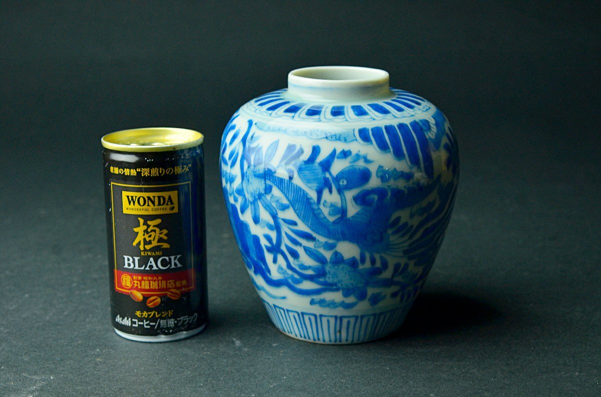 【YB】明或清代青花花鳥紋蓋付罐?壺?桐箱付屬 ★中國古玩骨董YB