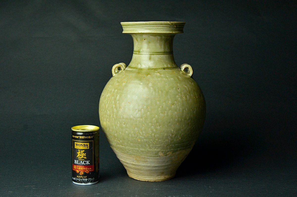 【YB】西晉青磁水盂(越州窯?古越磁)?西晉代青磁盤(pán)口瓶?桐箱付屬 上りの良い作品?！镏袊?guó)古玩骨董25Y918