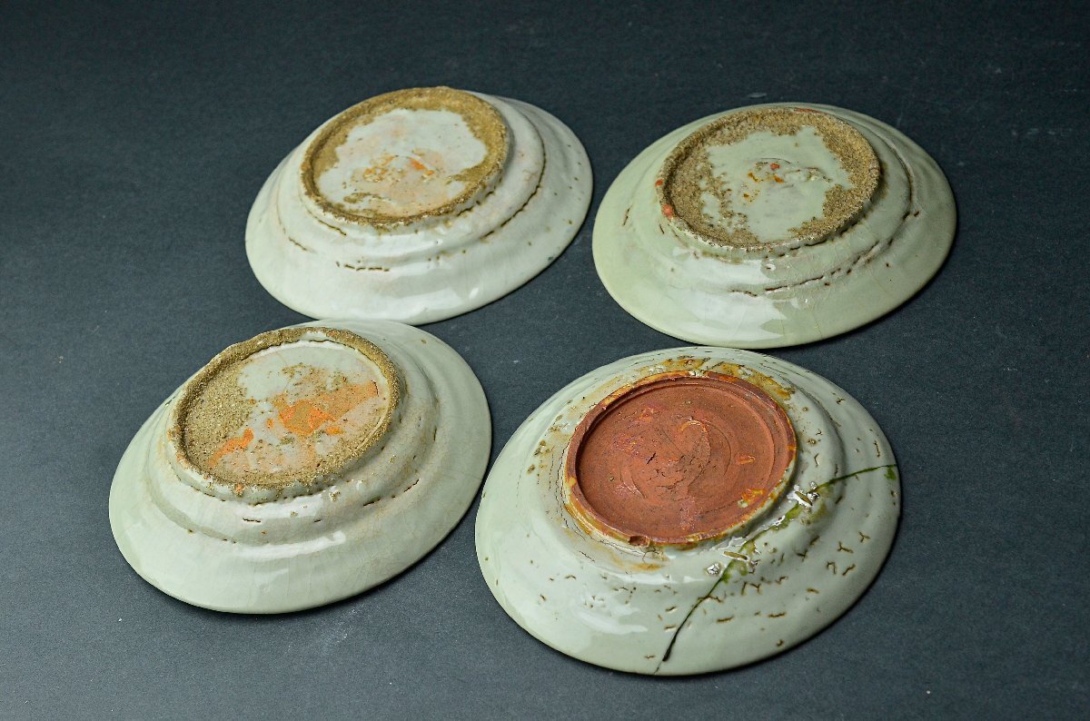 【YB】明代呉須青花花鳥紋盤四件組?南京染付 ★中國古玩骨董25Y895-2