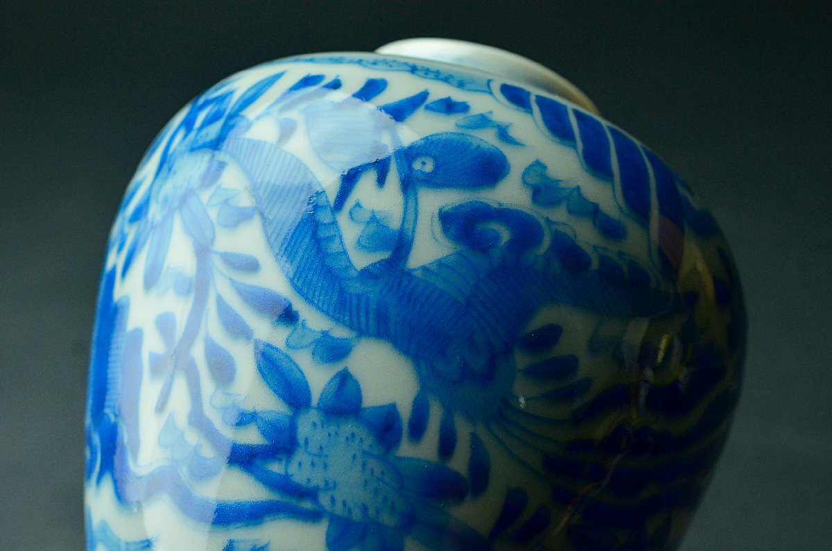 【YB】明或清代青花花鳥紋蓋付罐?壺?桐箱付屬 ★中國古玩骨董YB