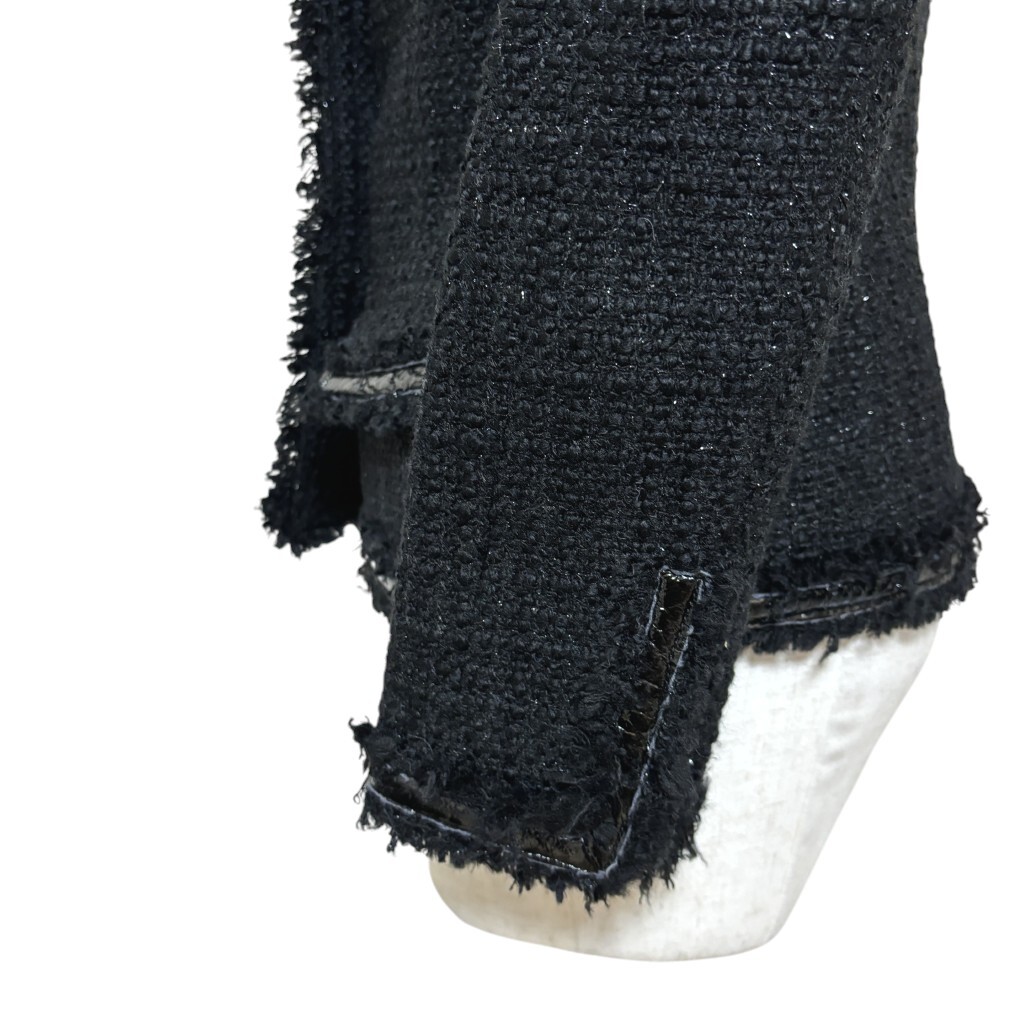 デュラスアンビエント レディース ツイード風ジャケット フリンジデザイン 黒 ブラック _画像4