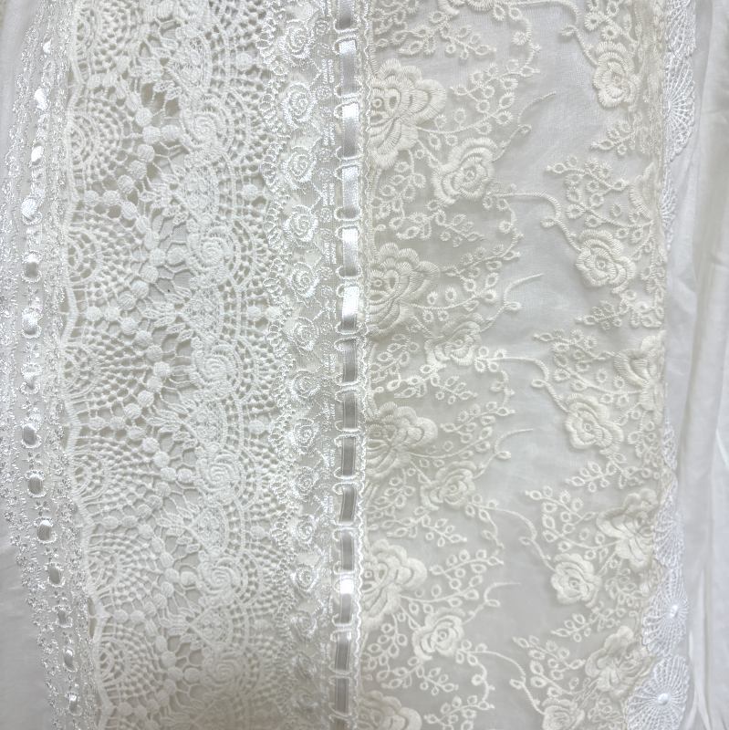 somari imagination レディース プルオーバーブラウス レース付き 長袖 ホワイト ナチュラル服 大きいサイズ_画像3