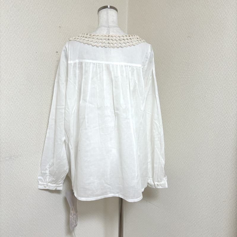 somari imagination レディース プルオーバーブラウス レース付き 長袖 ホワイト ナチュラル服 大きいサイズ_画像5