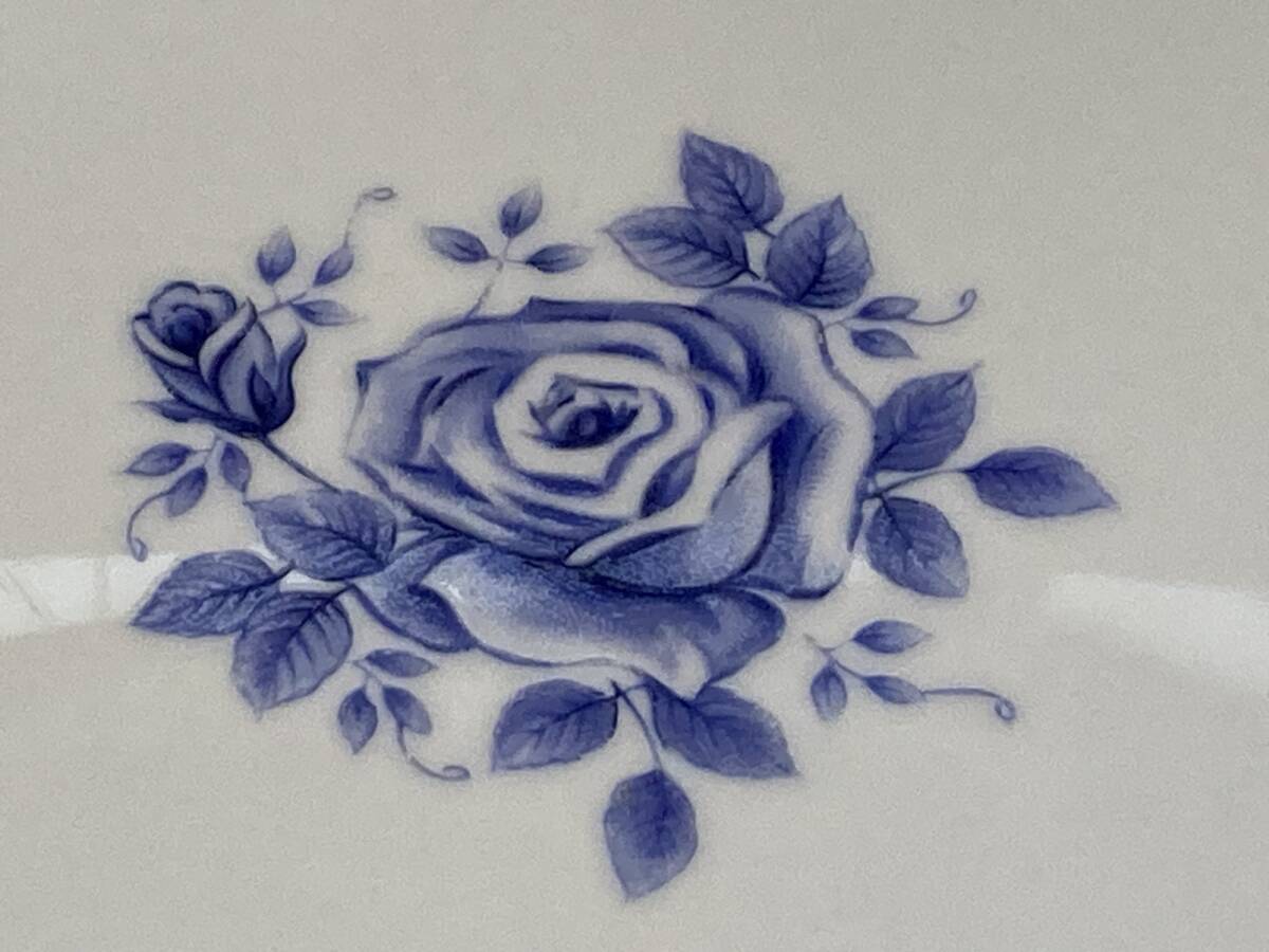 【中古/昭和レトロ/長期保管品】■バラ柄入りオーバル(楕円形)型大皿■2枚セット■Loman■ホワイト■_画像6