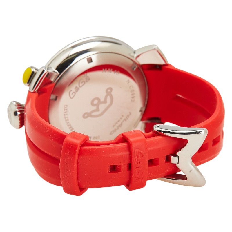 ガガ ミラノ マヌアーレ 腕時計 クオーツ ブラック文字盤 ステンレススチール ラバー メンズ Gaga Milano 【中古】_画像3