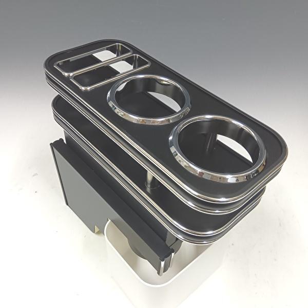 N-VAN(18/7～）フロントセンターカップホルダー　マッドブラック　BKｘシルバー　携帯大_画像2