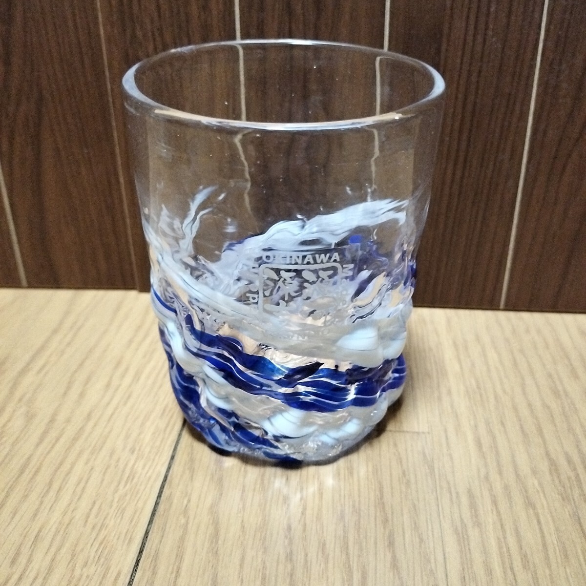 ▼ 源河源吉≪グラス　1個≫琉球ガラス　ブルー系　ロックグラス　沖縄_画像1