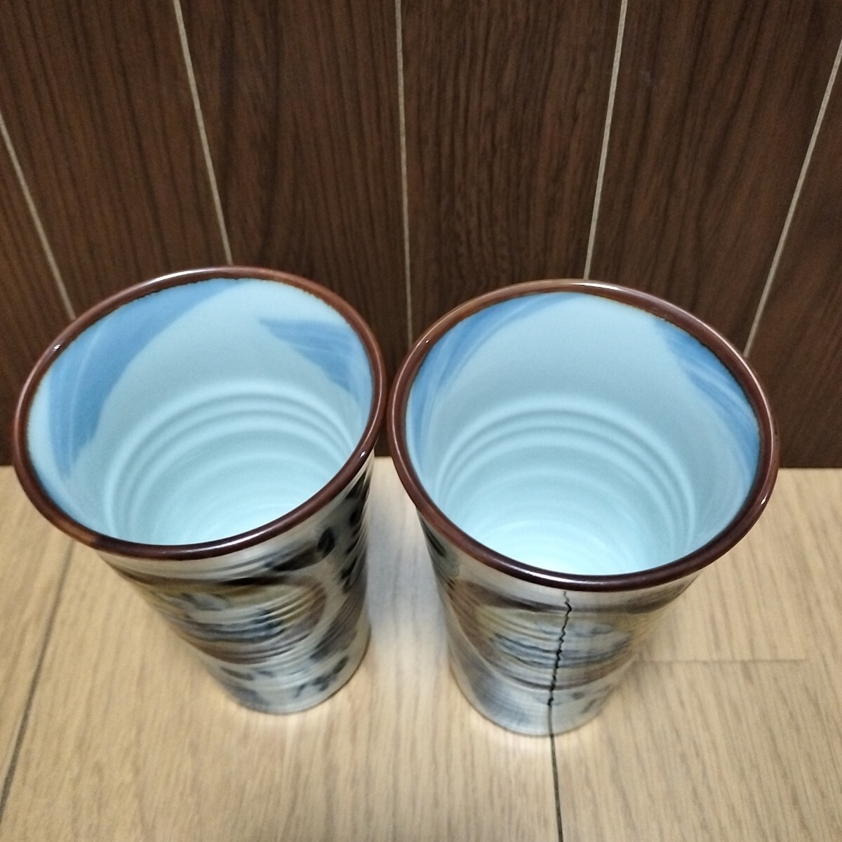 ▼ 夕立窯≪カップ　2個≫陶器製　フリーカップ　ペア　幸せうさぎ　グラス　ウサギ_画像4