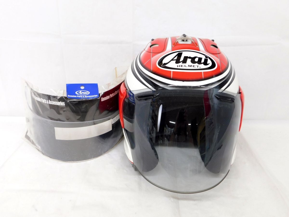 T309★Arai アライ 2點 Arai SNELL Drudi Performance ジェットヘルメット 61 62cm Araiミラーシールド スモークブルー JIS★送料1260円?