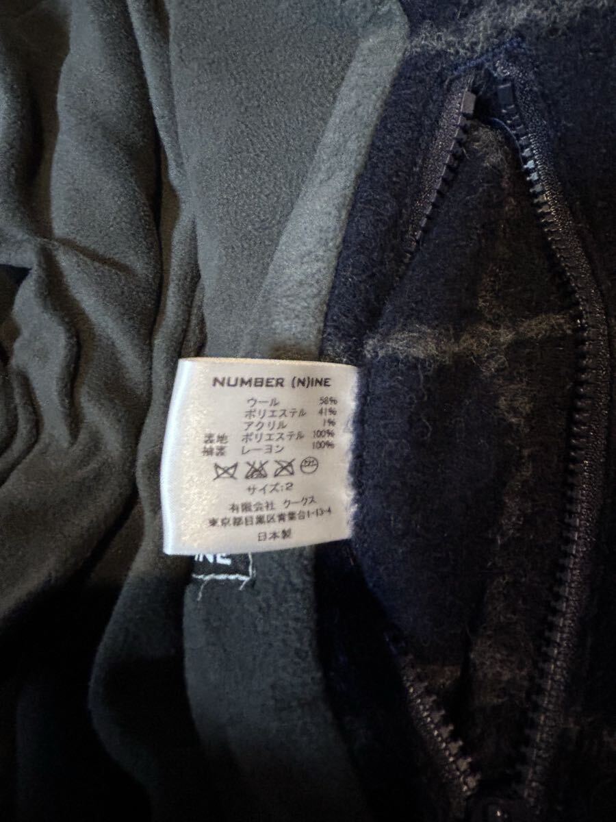 NUMBER (N)INE ネイビー ウールロングコート_画像3