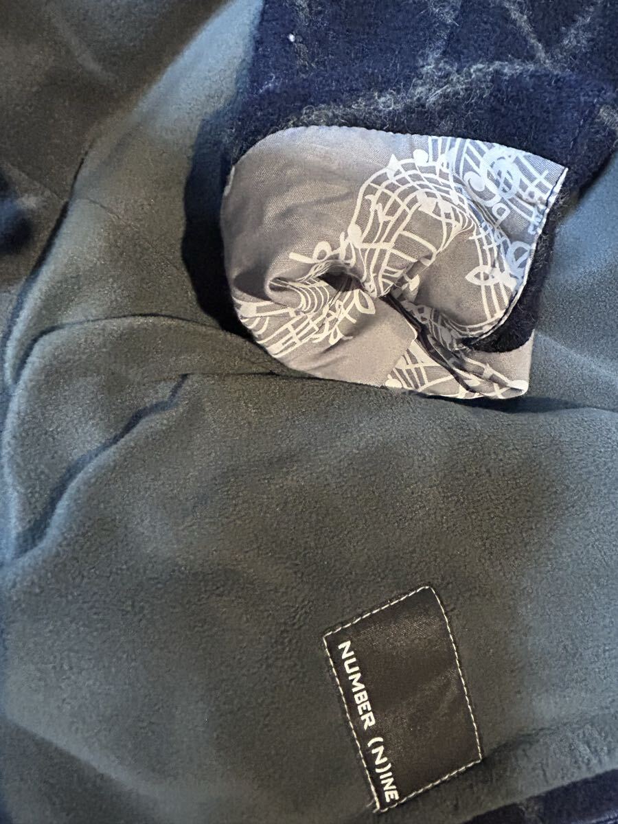 NUMBER (N)INE ネイビー ウールロングコート_画像4