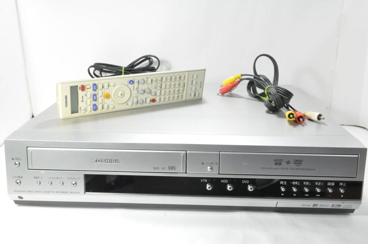 ★美品★東芝 RD-XV34 VHS?DVD?HDD ダビOKビデオデッキ！リモ付 ダビ動作寫真有?