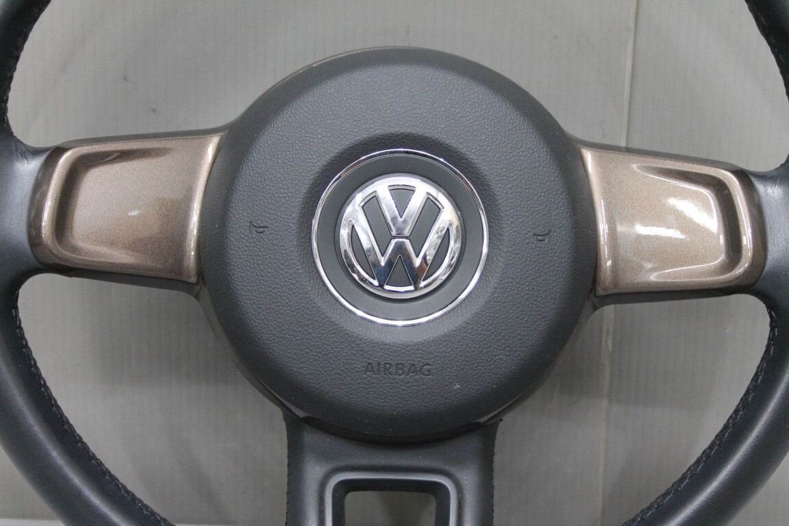 VW ザ ビートル ブロンズ (16C) 純正 破損無 ステアリングホイール レザー 5C0 419 091 5C5 880 201 ホーンパット付 ハンドル p056999_画像2