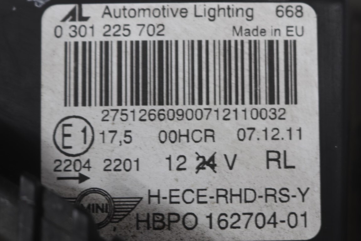 MINI One LCI 右H (R56 ME14 MF16) 純正 右 ハロゲン ヘッドライト ヘッドランプ 0 301 225 702 BMW ミニワン 後期 AL 動作保証 p055345_画像7