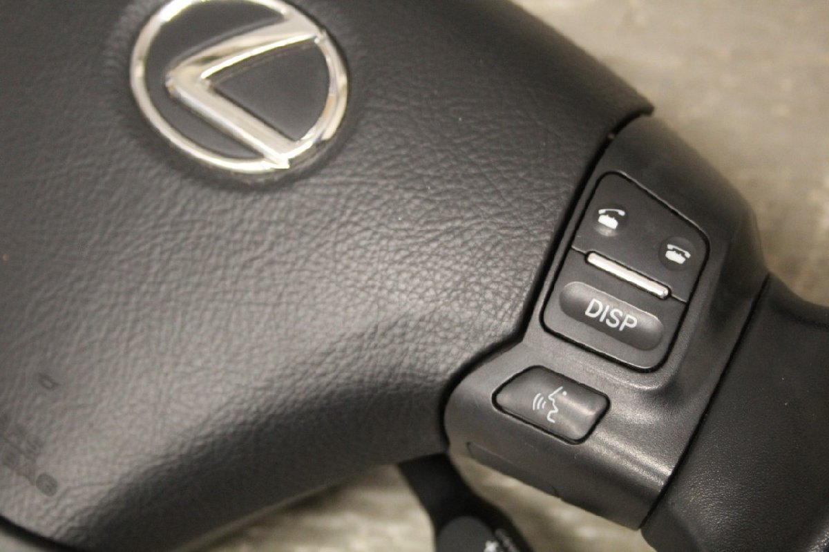 レクサス GS350 前期 (GRS191) 純正 ステアリングホイール 本革 クルコン スイッチ ホーンパット レザー ハンドル LEXUS p051372_画像2