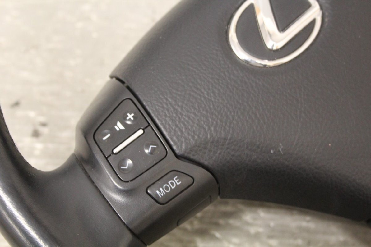レクサス GS350 前期 (GRS191) 純正 ステアリングホイール 本革 クルコン スイッチ ホーンパット レザー ハンドル LEXUS p051372_画像3