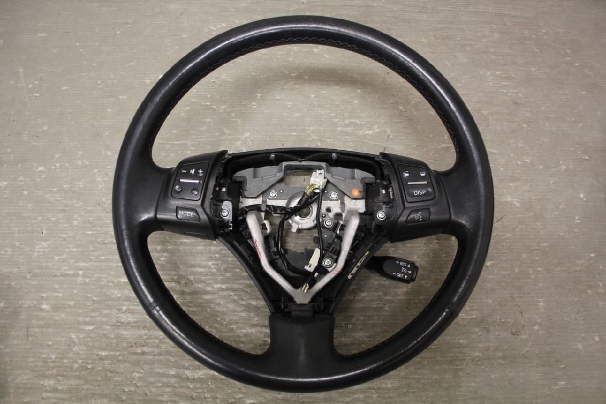 レクサス GS350 前期 (GRS191) 純正 ステアリングホイール 本革 クルコン スイッチ ホーンパット レザー ハンドル LEXUS p051372_画像8