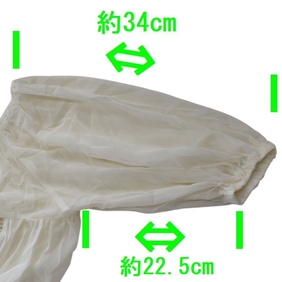 フリーサイズ ホワイト 日本製 5分袖 Vネックスモックブラウス シアートップス シフォン 透け感 GDC ジーディーシー 全国送料無料 A924_画像5