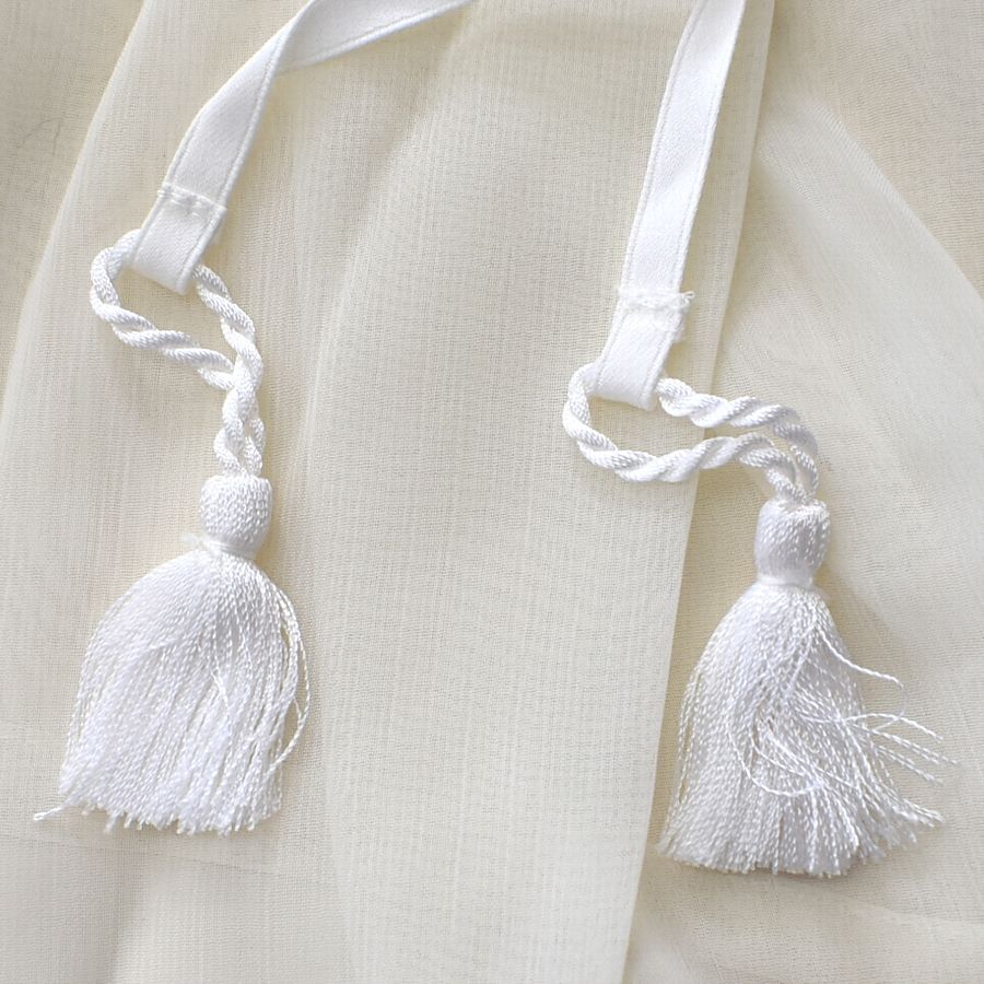 フリーサイズ ホワイト 日本製 5分袖 Vネックスモックブラウス シアートップス シフォン 透け感 GDC ジーディーシー 全国送料無料 A924_画像6