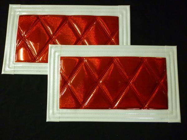 Ｗステッチ泥除け綺羅　赤/白ライン４３０×２５０☆２枚セット_画像1