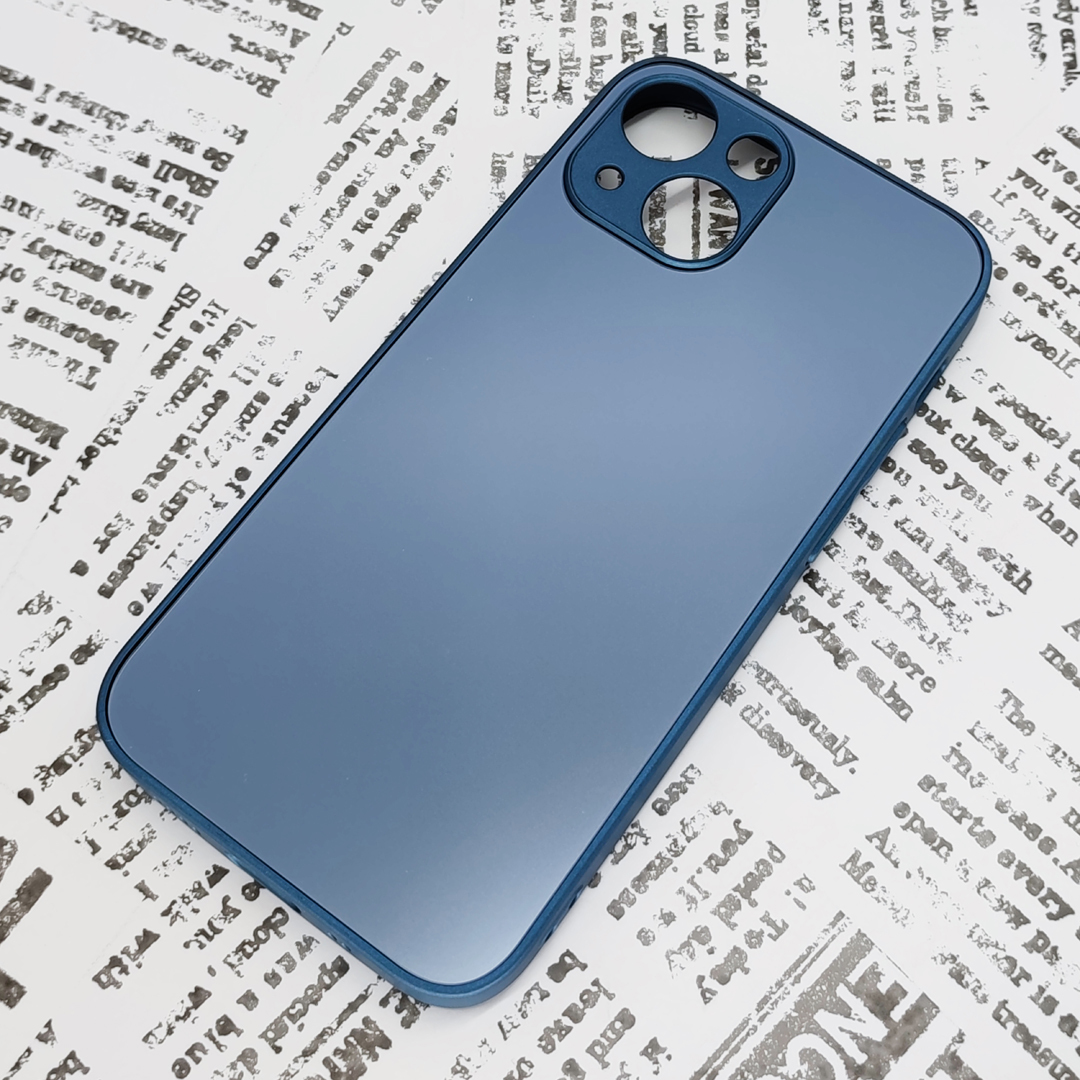 iPhone 13mini ガラス背面シリコンケース [27]ブルー (5)_画像1