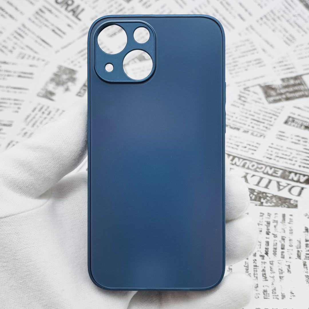 iPhone 13mini ガラス背面シリコンケース [27]ブルー (5)_画像2