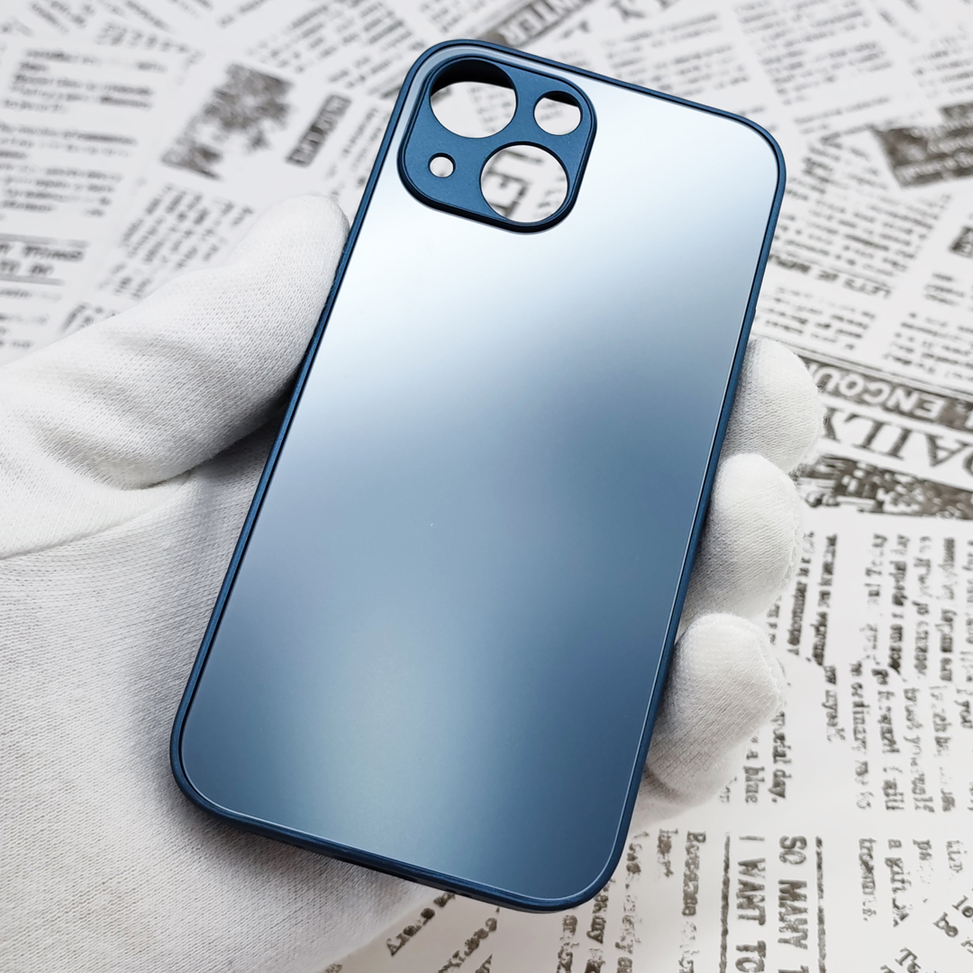 iPhone 13mini ガラス背面シリコンケース [27]ブルー (5)_画像3