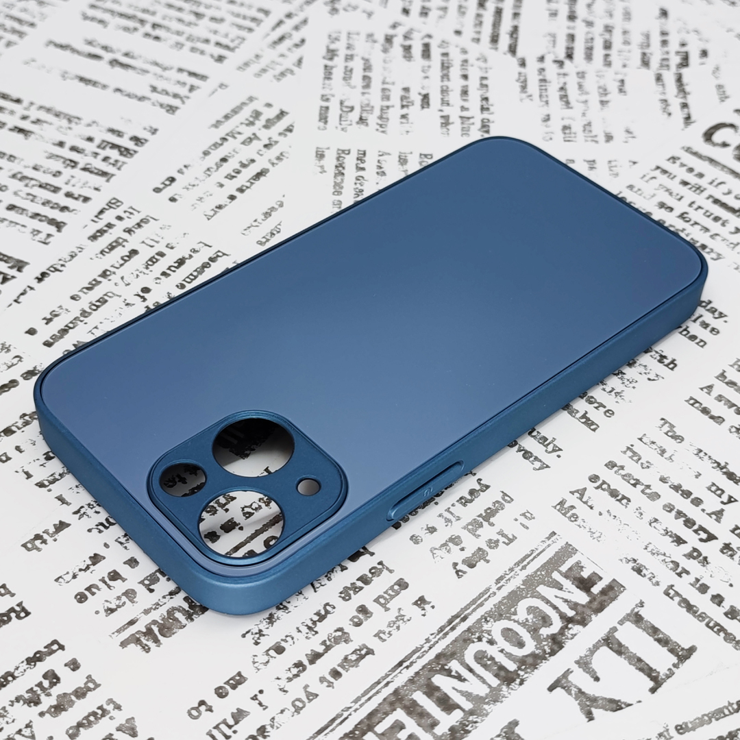 iPhone 13mini ガラス背面シリコンケース [27]ブルー (5)_画像5
