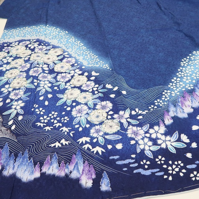 tomihisa 新品 お仕立て上がり品 桂由美 落款 辻ヶ花 着物 仕付け糸付 トールサイズ”瑠璃紺に咲く辻ヶ花に心惹かれる”訪問着 6695_画像5