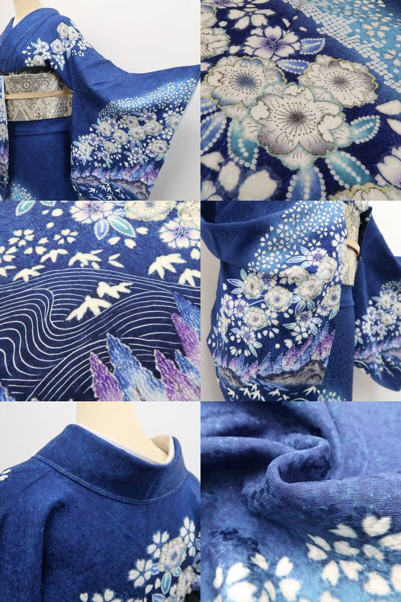 tomihisa 新品 お仕立て上がり品 桂由美 落款 辻ヶ花 着物 仕付け糸付 トールサイズ”瑠璃紺に咲く辻ヶ花に心惹かれる”訪問着 6695_画像4