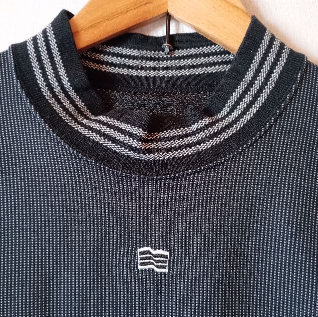 adidas アディダス 長袖 ハイネックカットソー Lサイズ ストレッチ ブラック系 レディース_画像2