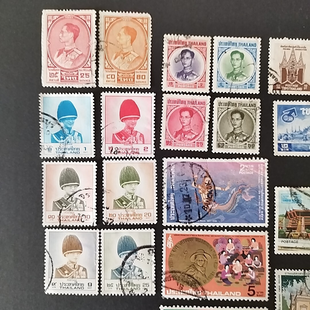 タイの古い切手 20枚　外国切手　THAILAND used　人物　建物風景_画像2