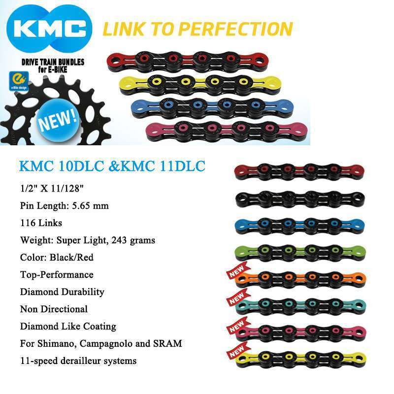 3708 チェーン KMC x11sl x10sl DLC カラー スピード チェーン カーボン 超軽量 MTB ロードバイク 自転車部品 mt980
