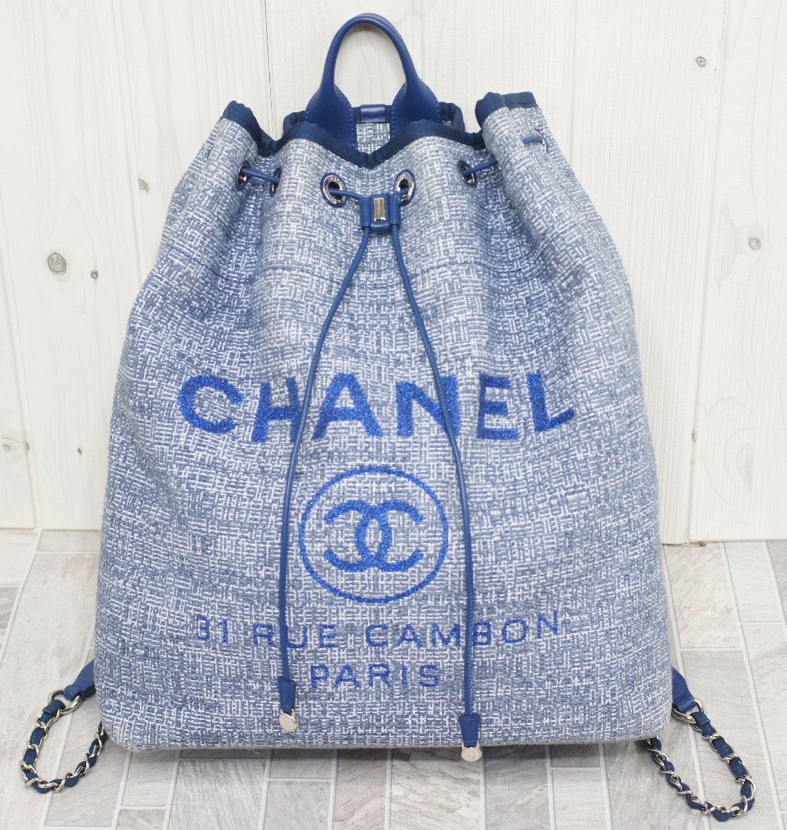CHANEL シャネル ドーヴィルライン リュック ツイード 25番台 CHANEL シャネル ドーヴィルライン リュック ツイード シルバー