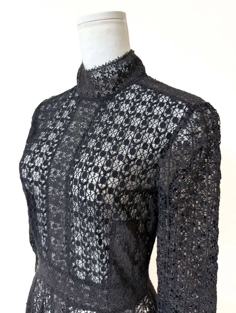 Christian Dior ディオール　総レース　ロングドレス　長袖　ブラック　ワンピース　Aライン　クリスチャンディオール　DIOR